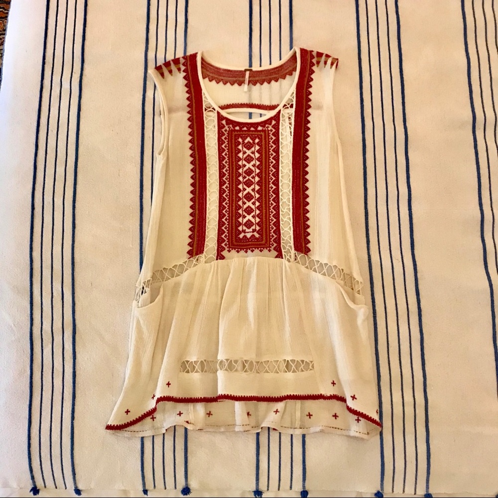 Free People embroidered boho dress/ tunic xs